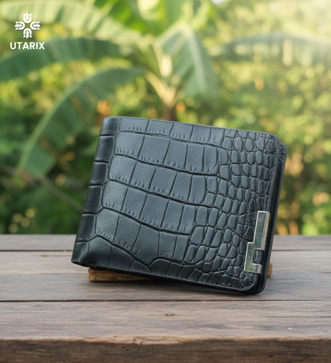Alligator Bifold Wallet (Black)